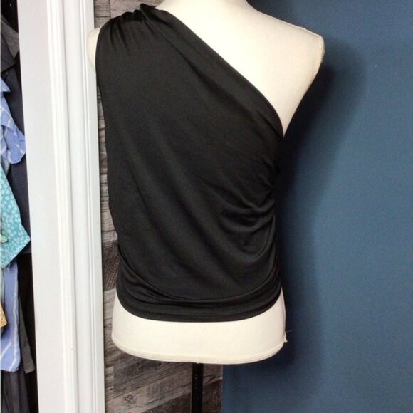 Black one shoulder hanky hem tank top XL (12L) - Picture 4 of 7